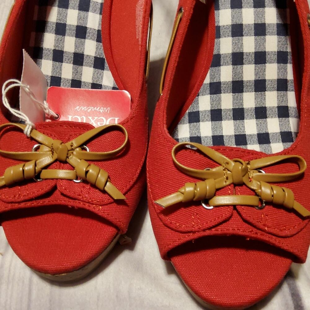 Dexter peep toe red Wedges 8.5 - Picture 6 of 8